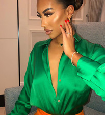  ZARA GREEN SHIRT SILKY SATIN