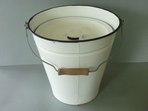 Vintage white enamel bucket - vintage,