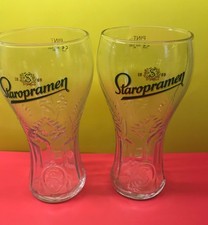 2 x Staropramen Beer Pint Glasses Classic Shape