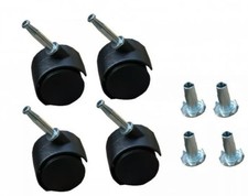 4 x Office Chair BLACK TWIN Wheels Castor  Swivel Divan Bed Base  Casters feet