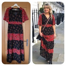Retro 70s style Floral maxi dress - Summer Prairie hippy Boho Dress hippy s 8 10