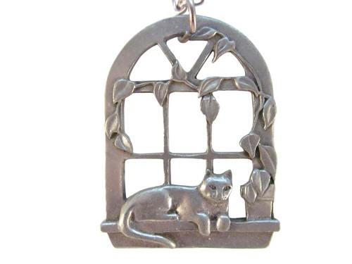 Pewter cat window sill - pewter,