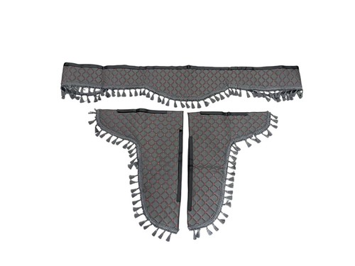 Eco leather curtains set grey - leather,