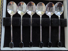 Lovely Vintage set of 6 Silver Plated black coffee bean spoons J B & S Sheffield