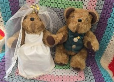 Bride groom handmade bears - bride,