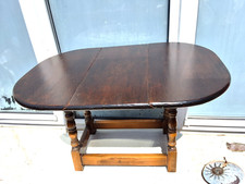 WWII OVAL DROP LEAF OAK TABLE BOBBING TURNED LEGS with CC41 UTILITY MARK