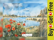 Lakeside Poppy Watercolor