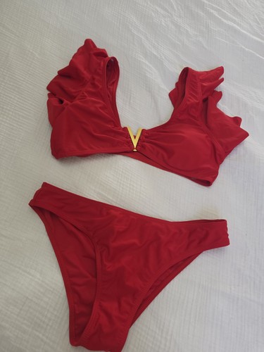 Bright red bikini swimwear - swimwear, set