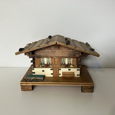 Vintage Music Box Swiss Wooden Chalet House Plays Nach Regen Schint Sunne