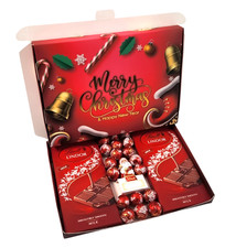 Lindt Lindor Milk Chocolate Bars & Santa Gift Box Hamper Christmas Present