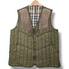 Barbour Padded Shooting Gilet Mens XL Green Hunting Body Warmer Patches Vintage