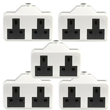 5 x 13A TWIN UK EXTENSION SOCKET RUBBER BLOCK DOUBLE 2 GANG WHITE