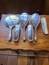 Six Piece Silver Plated Vanity  / Dresser Set Monogram  G