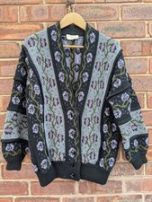 Vintage 1980s Cardigan Annie M Knitwear Made In Scotland Glenlivet Wool Pockets