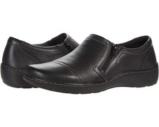 Clarks Z4047* Womens Black Cora Giny Cushioned Zip Loafer Flats Size US 8M EU 39