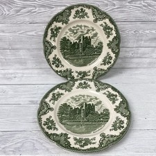 Johnson Brother's Old Britain Castles Blarney Castle Green & White Plate x2 PK