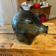 Vintage Large Cascade Glass Grey Piggy Money Bank – Retro! –