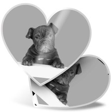 2 x Heart Stickers 15 cm - BW - Cute Old English Bulldog Puppy Dog #42763