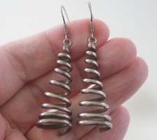 Vintage 925 marked Silver spring twist style earrings hooks 9g Hans Hansen style