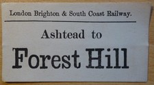 LB & SC Railway Luggage Label - Ashtead to Forest Hill (London)