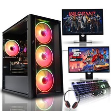 Gaming PC Bundle DUAL MONITORS Core i7 16GB 1TB + 120GB SSD W10 2GB Nvidia GT730