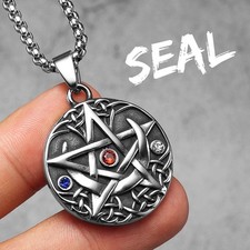 Celtic moon pentagram pendant - moon,