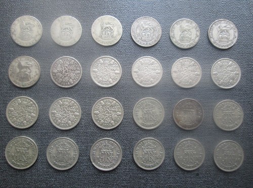 Lot silver sixpence - lot, of