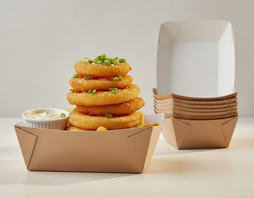 Kraft paper food trays hot - kraft, box
