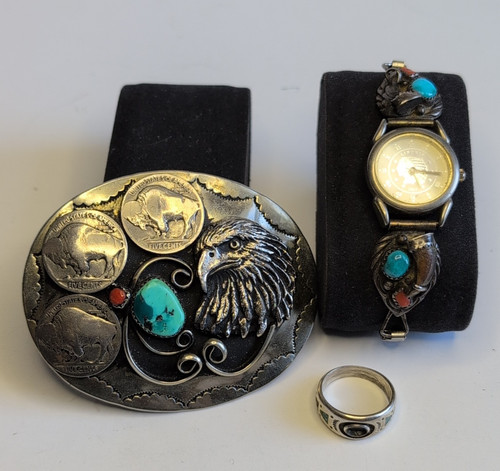 Vintage navajo sterling watch - sterling,