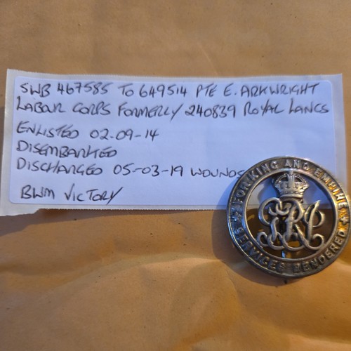 Ww1 silver war badge labour - silver,