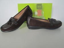 HOTTER  ALICE STD LADIES SOFT DK.BROWN SUEDE TASSLE LOAFER SHOES UK 5 EU 38
