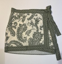 ZARA Women's Paisley Floral Wrap Short Skirt Size L Green/Ivory Season 2025 NWOT
