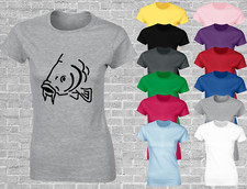 CARP SILHOUETTE LADIES T SHIRT FISHING CLOTHING DESIGN CARP FISHERMAN GIFT TOP