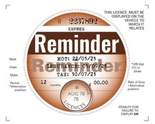 PAPER COPY TAX DISC REMINDER