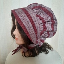 Ladies Burgundy Cotton Bonnet