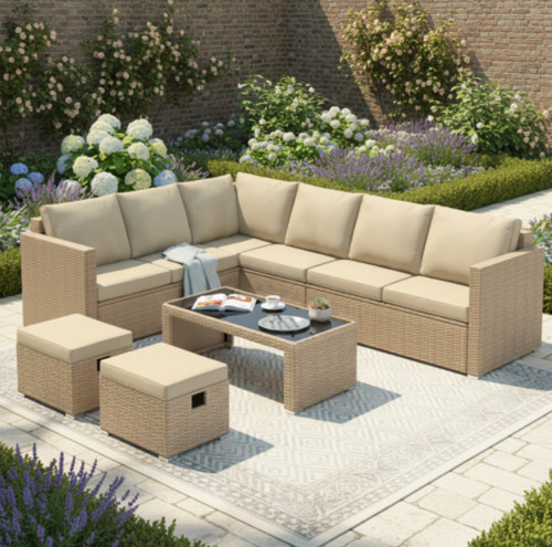 Rattan garden furniture - set, 8
