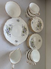 Regency Floral English Bone China Tea Cup Saucer Set with Tea Plates