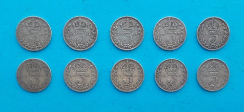 Silver three pence - 10,