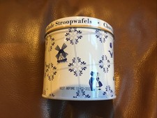 Stroopwafels Tin Biscuit 10 cm Holland Blue & White VGC