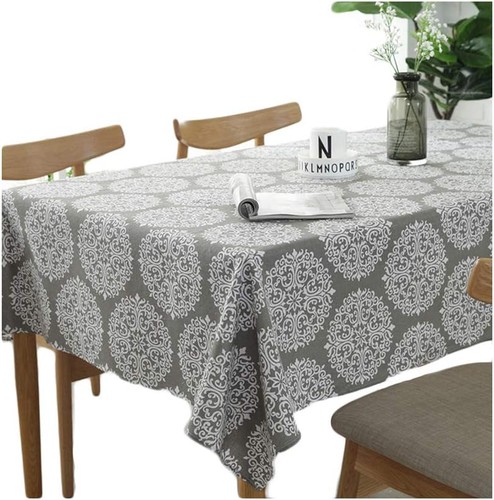 Grey retro tablecloth 120x120 - tablecloth,