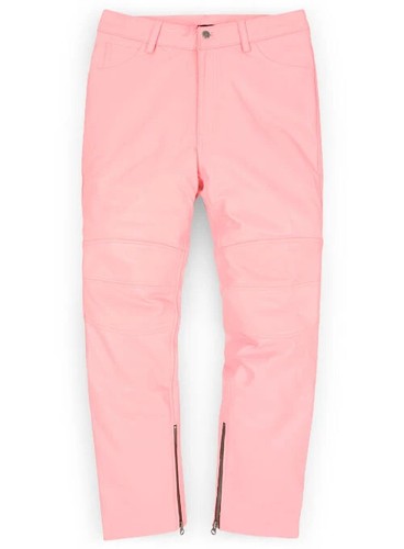 Men pink leather pant - pink, 100%