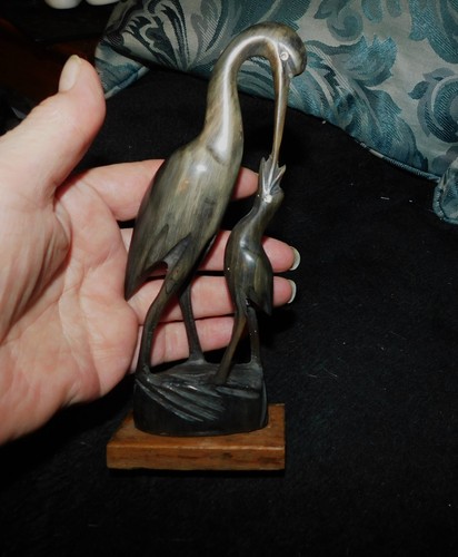 Vintage carved heron crane - vintage,