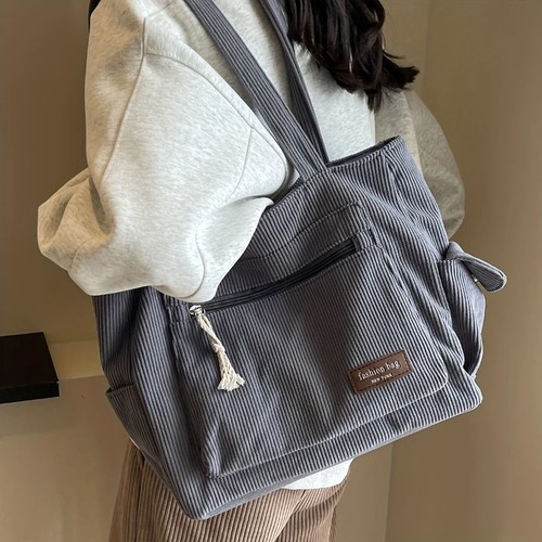 Women canvas corduroy tote - canvas,