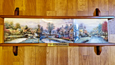 Vintage Thomas Kinkade's Lamplight Village Plates with Frame, 3 Plates