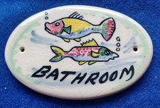 1960'S RETRO BYGONE VINTAGE TONI RAYMOND ? POTTERY DOOR BATHROOM NAME PLAQUE 