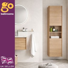 Oak effect wall hung bathroom