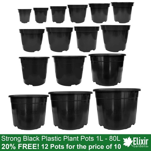 Black plastic pots 12 - black,