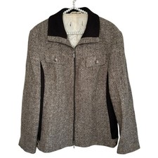 Gerry Weber Tweed Wool Blend Zip Up Jacket Womens 14 Preppy Equestrian Heritage