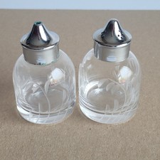 Vintage Etched Glass Salt