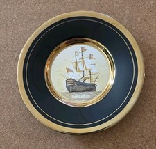  Art of Chokin (Victory) 24k gold black sailboat 6” plate